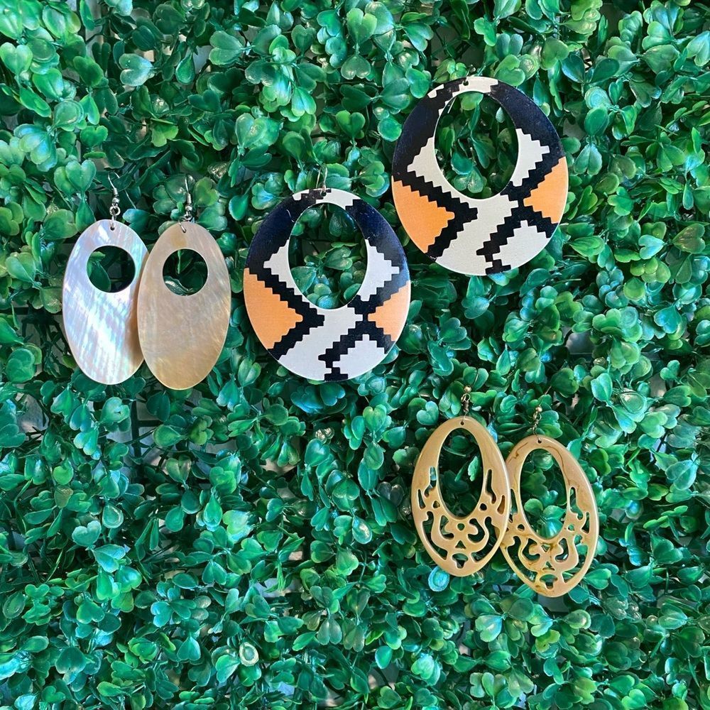 Trio of earrings.